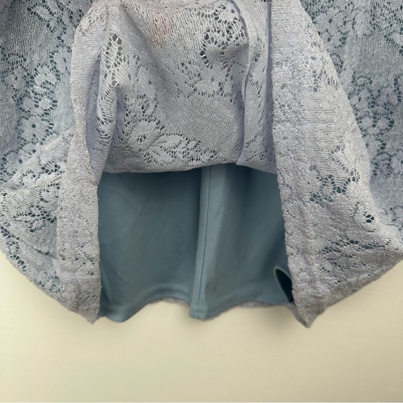 Vintage Women's Mini Dress 90's Size Medium Blue Lace Y2K Lined Coquette Floral - Picture 4 of 8